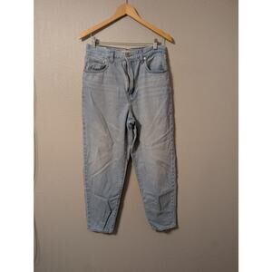 Levis Big E Womens High Loose Taper Jeans Size 30 Light Wash Distressed Stretch